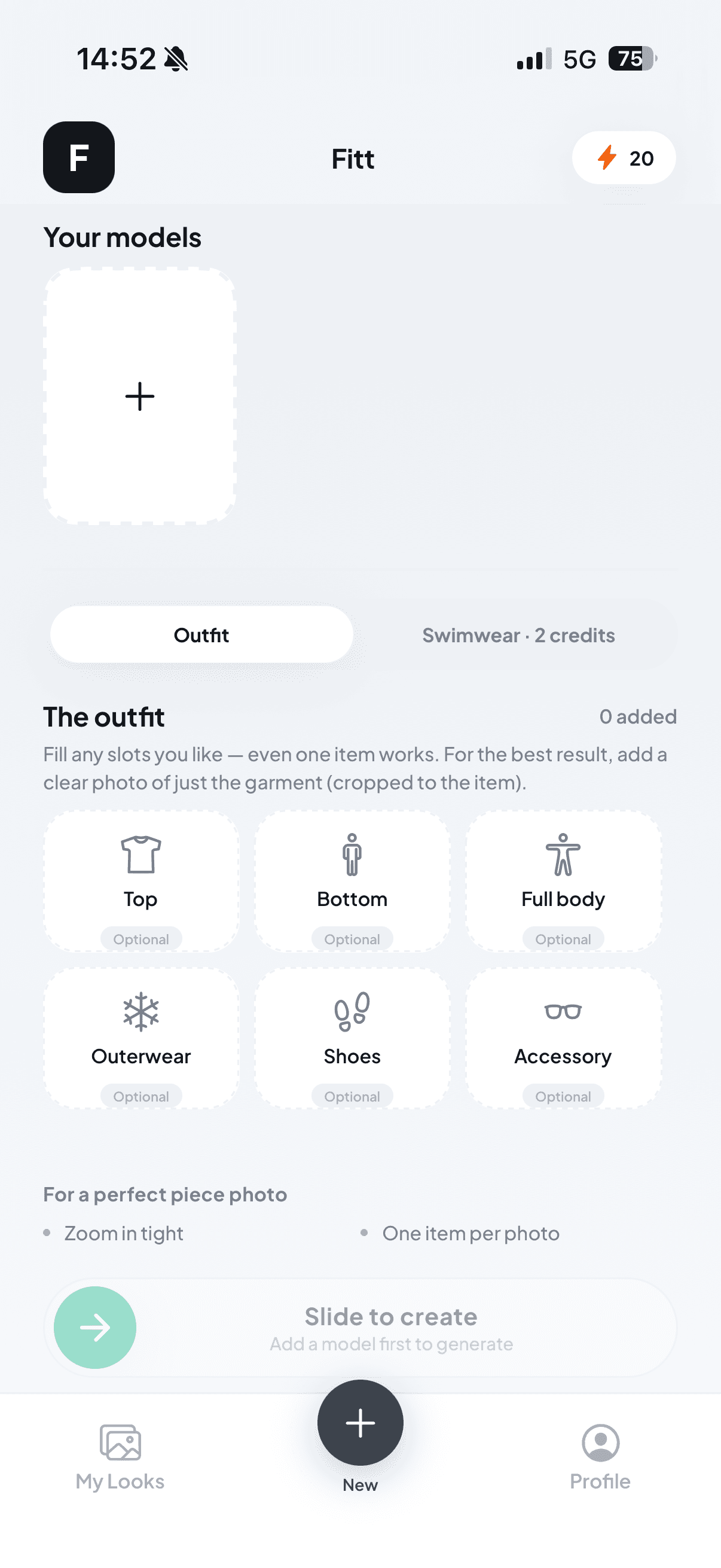 Build an outfit from garment photos