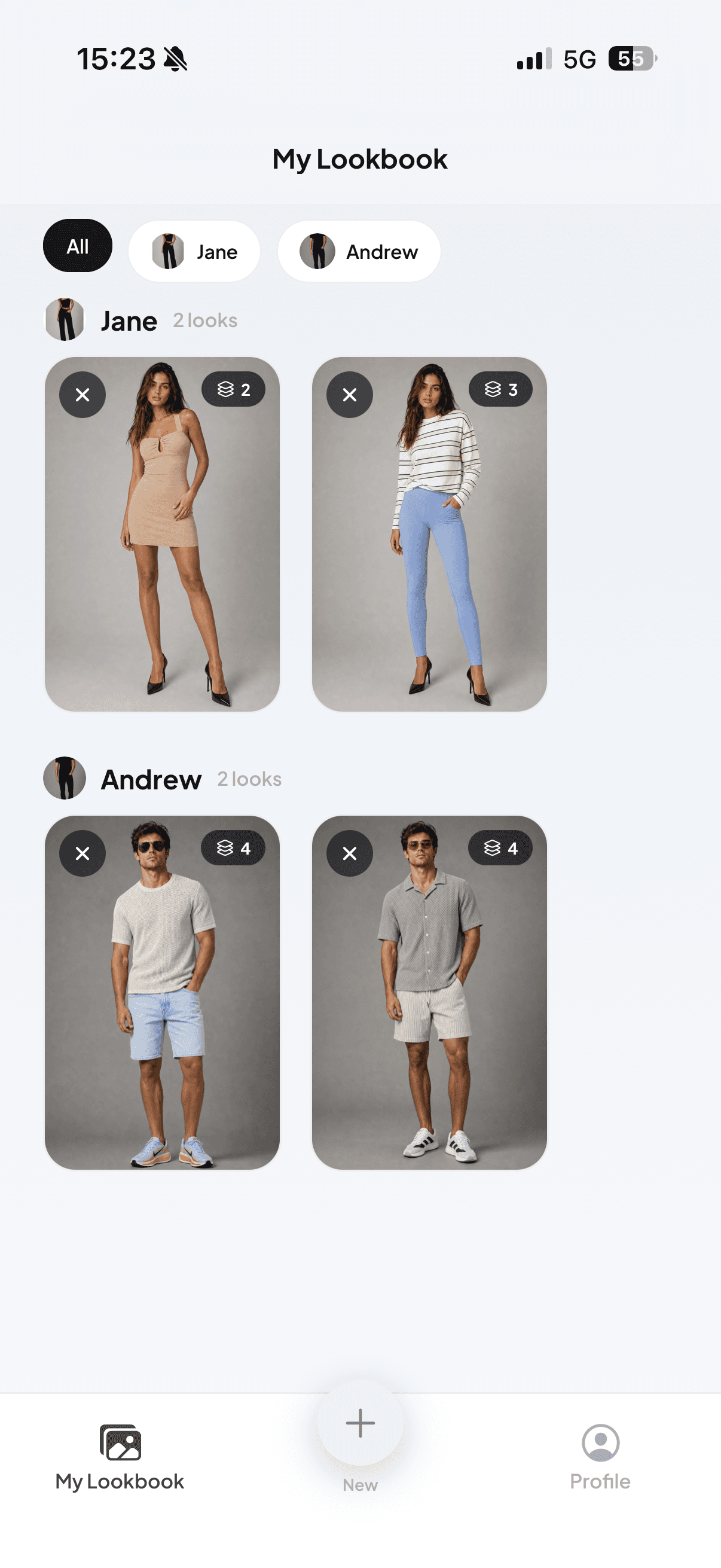 Your lookbook of saved try-ons