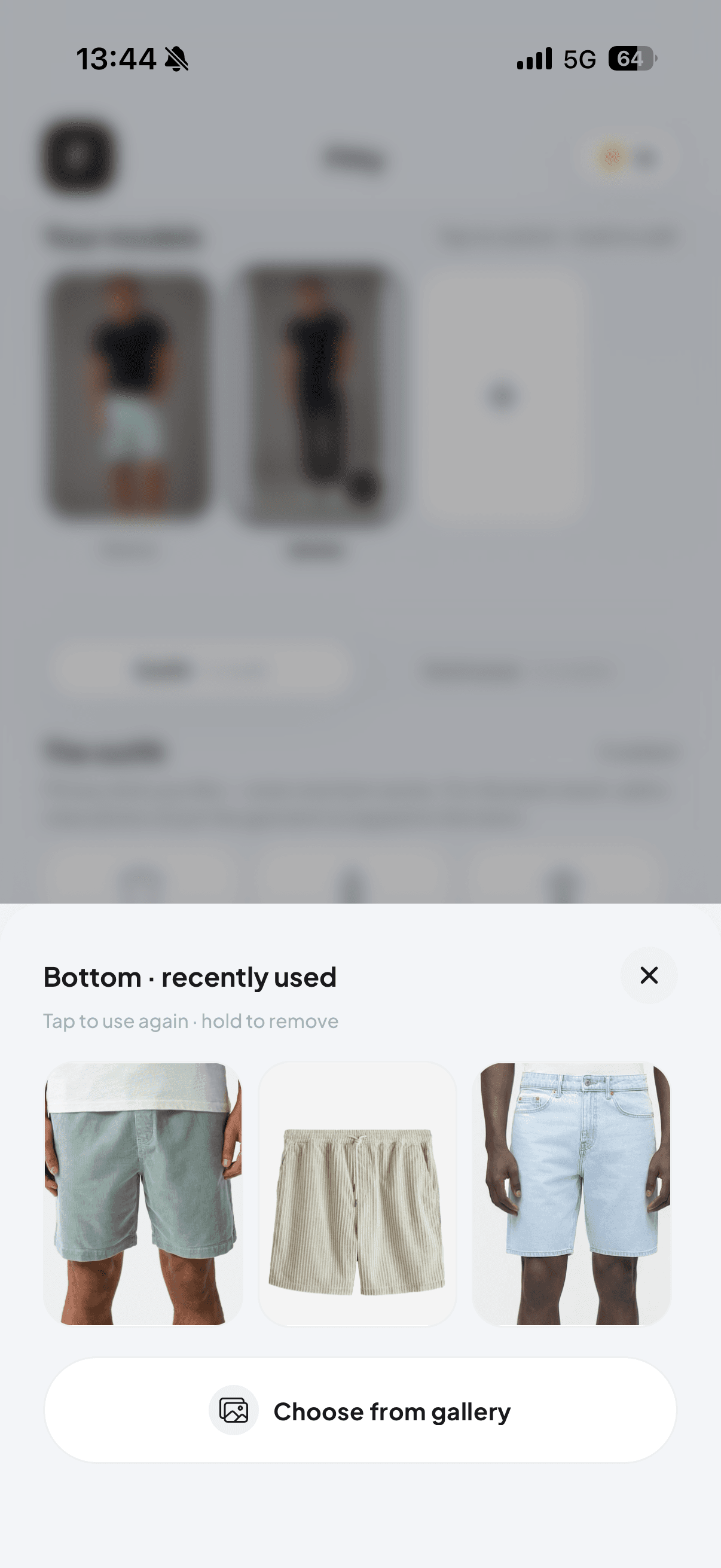 Choosing a garment to try on