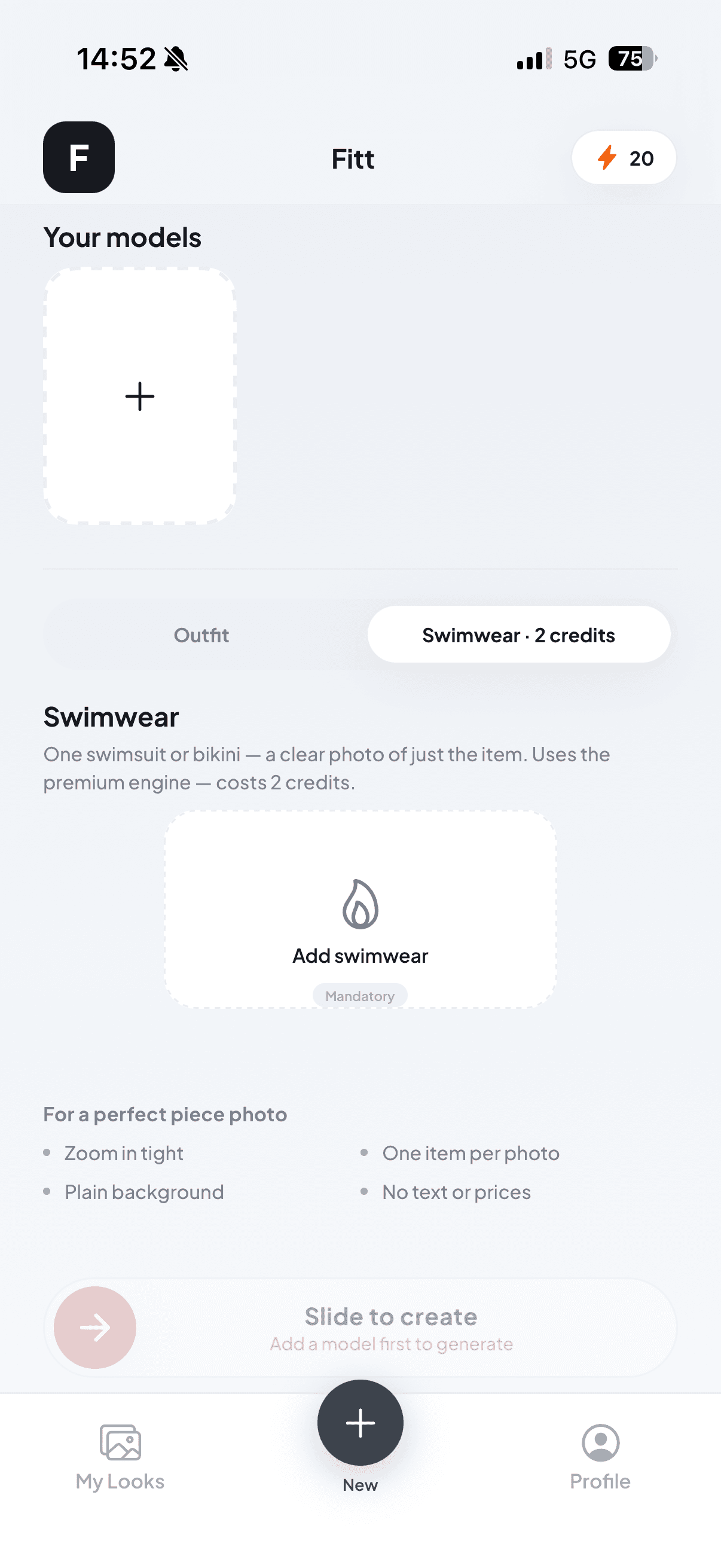 Swimwear try-on mode