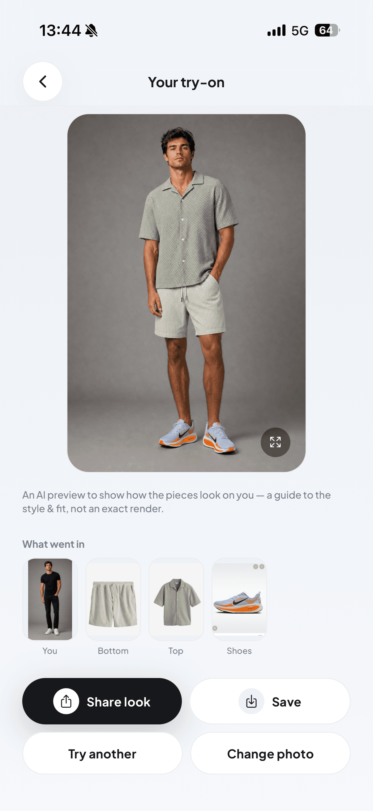 AI try-on of a full outfit on a model